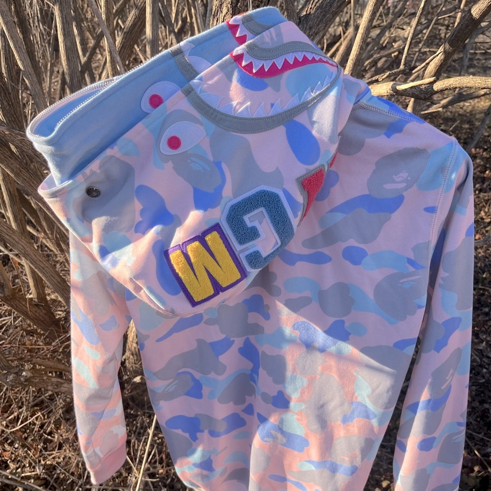 Bape Pastel Pink Double Hoodie size Small NWT